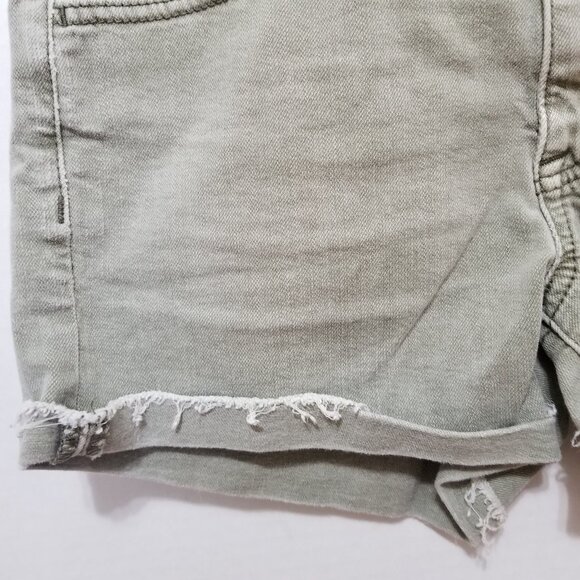 American Eagle shorts 2 Hi-Rise Shortie stretch denim jean frayed raw hem cuffed - Picture 5 of 14